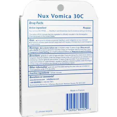 Nux Vomica, Homeopati, Örter: Boiron, Single Remedies, Nux Vomica, 30C, 3 Tubes, Approx 80 Pellets Each