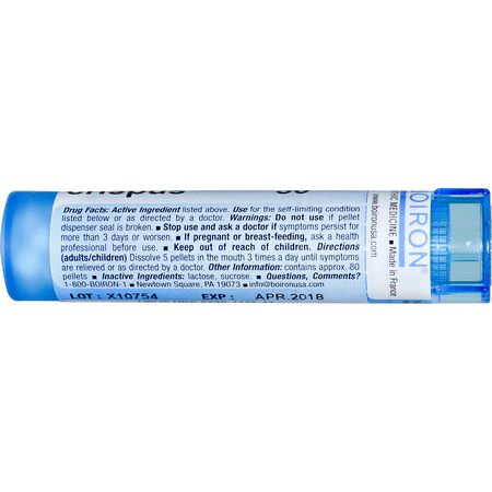 Rumex Crispus, Homeopati, Örter: Boiron, Single Remedies, Rumex Crispus, 30C, Approx 80 Pellets