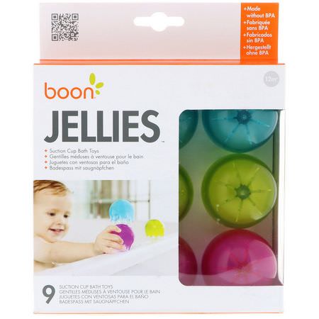 Badleksaker, Barnleksaker, Barn, Baby: Boon, Jellies, Suction Cup Bath Toys, 12+ Months, 9 Suction Cup Bath Toys
