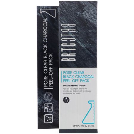 Ansiktsskal, Ansiktsmasker, K-Beauty, Skal, Ansiktsmasker: BRTC, Pore Clear Black Charcoal Peel-Off Pack, 3.53 oz (100 g)