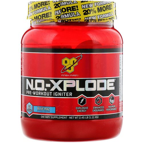 BSN, N.O.-Xplode, Pre-Workout Igniter, Blue Raz, 2.45 lbs (1.11 kg) Review