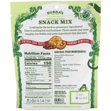 Snack Mixes, Snacks: Bubba's Fine Foods, Snack Mix, Hickory Smoked BBQ, 4 oz (113 g)