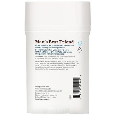 Deodorant För Män, Herrvård, Bad: Bulldog Skincare For Men, Cedarwood & Patchouli Deodorant, 2.4 oz (68 g)