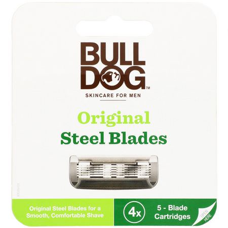 Rakknivar, Hårborttagning, Rakning, Bad: Bulldog Skincare For Men, Original Steel Blades Refill, Four 5-Blade Cartridges