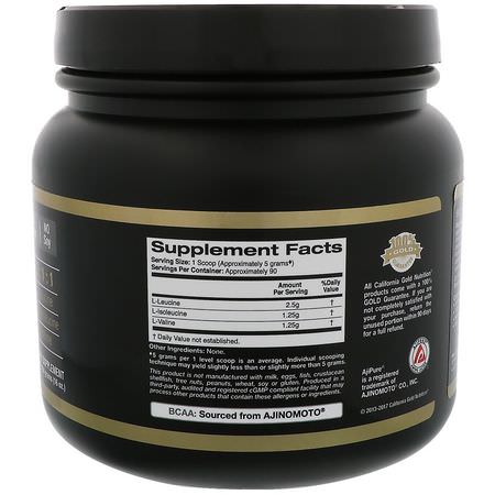 Bcaa, Aminosyror, Kosttillskott: California Gold Nutrition, BCAA Powder, AjiPure®, Branched Chain Amino Acids, 16 oz (454 g)