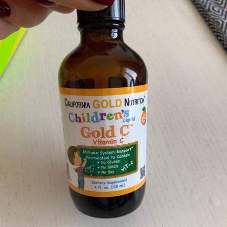 California Gold Nutrition, Children's Liquid Gold Vitamin C, USP Grade, Natural Orange Flavor, 4 fl oz (118 ml)