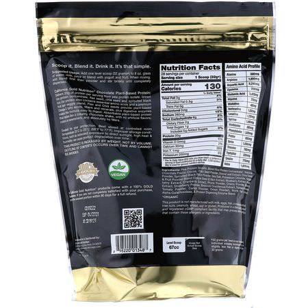 Växtbaserat, Växtbaserat Protein, Sportnäring: California Gold Nutrition, Chocolate Plant-Based Protein, Vegan, Easy to Digest, 2 lb (907 g)