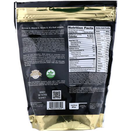 Växtbaserat, Växtbaserat Protein, Sportnäring: California Gold Nutrition, Cinnamon Bun Plant-Based Protein, Vegan, Easy to Digest, 2 lb (907 g)