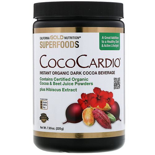 California Gold Nutrition, CocoCardio, Certified Organic Instant Dark Cocoa Beverage with Beet Juice & Hibiscus, 7.93 oz. (225 g) Review