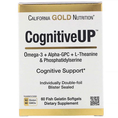 California Gold Nutrition, CognitiveUP, Omega 3, Alpha-GPC,Theanine and PS, 60 Fish Gelatin Softgels Review