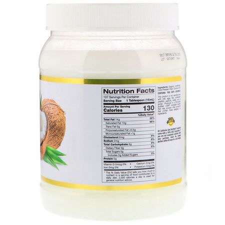 Superfoods, Greener, Kokosnötsolja, Kokosnöttertillskott: California Gold Nutrition, Cold-Pressed Organic Virgin Coconut Oil, 54 fl oz (1.6 L)