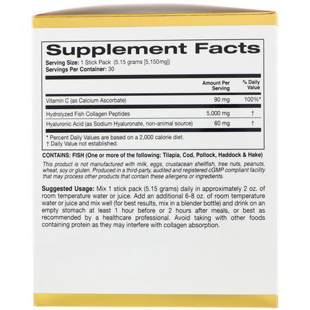 Kollagentillskott, Fog, Ben, Kosttillskott: California Gold Nutrition, CollagenUp, Marine Collagen + Hyaluronic Acid + Vitamin C, Unflavored, 30 Packets, 0.18 oz (5.15 g) Each