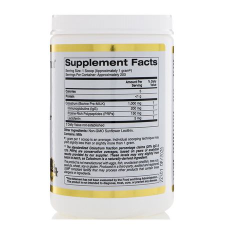 Colostrum, Digestion, Kosttillskott: California Gold Nutrition, Colostrum Powder, Concentrated, 7.05 oz (200 g)