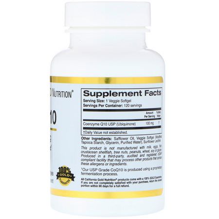 Koenzym Q10, Coq10, Antioxidanter, Kosttillskott: California Gold Nutrition, CoQ10, 100 mg, 120 Veggie Softgels