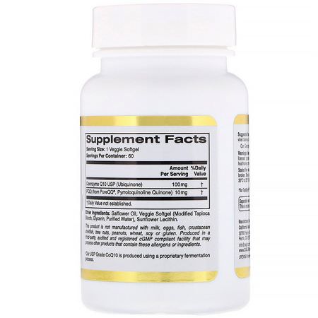 Pqq, Koenzym Q10, Coq10, Antioxidanter: California Gold Nutrition, CoQ10 100 mg with PQQ 10 mg, 60 Veggie Softgels