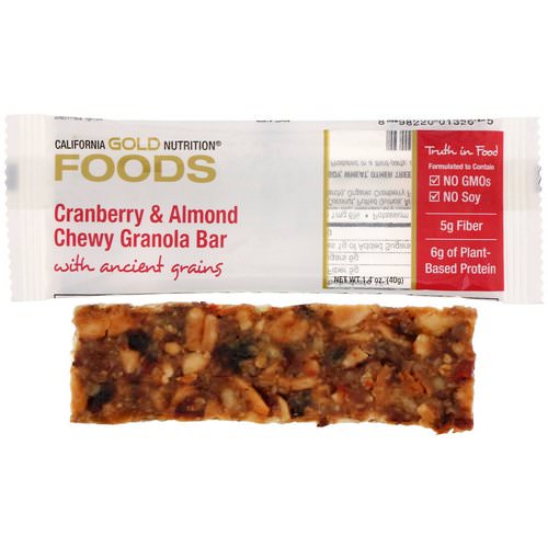 California Gold Nutrition, Cranberry & Almond Chewy Granola Bars, 1.4 oz (40 g) Review