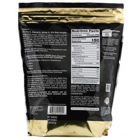 Vassleprotein, Idrottsnäring: California Gold Nutrition, Dark Chocolate Whey Protein Isolate, 2 lbs (908 g)