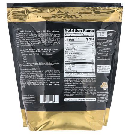 Vassleprotein, Idrottsnäring: California Gold Nutrition, Dark Chocolate Whey Protein Isolate, 5 lbs (2270 g)