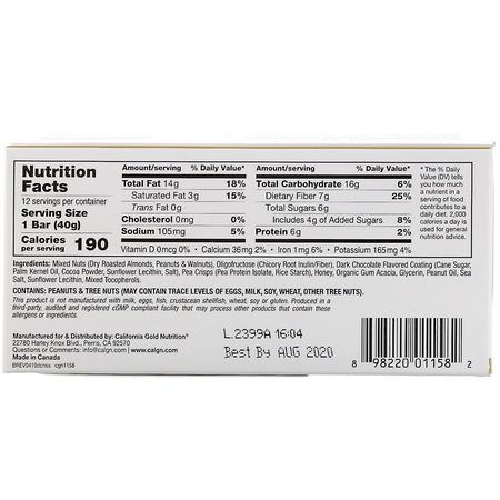 California Gold Nutrition CGN Plant Based Protein Bars Snack Bars - Snackbarer, Växtbaserade Proteinbarer, Proteinbarer, Brownies