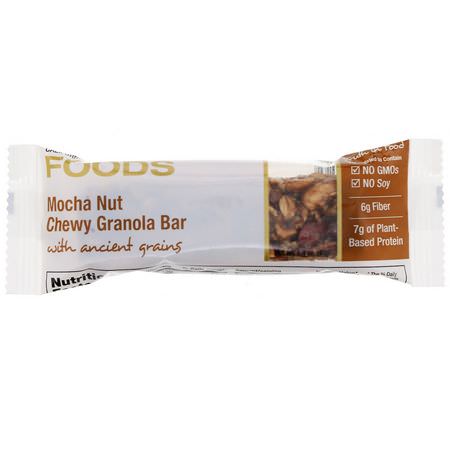 Växtbaserade Proteinstänger: California Gold Nutrition, Foods, Mocha Nut Chewy Granola Bar, 1.4 oz (40 g)