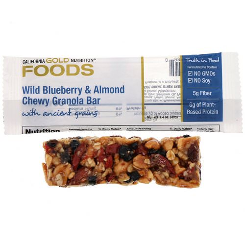 California Gold Nutrition, Foods, Wild Blueberry & Almond Chewy Granola Bar, 1.4 oz (40 g) Review