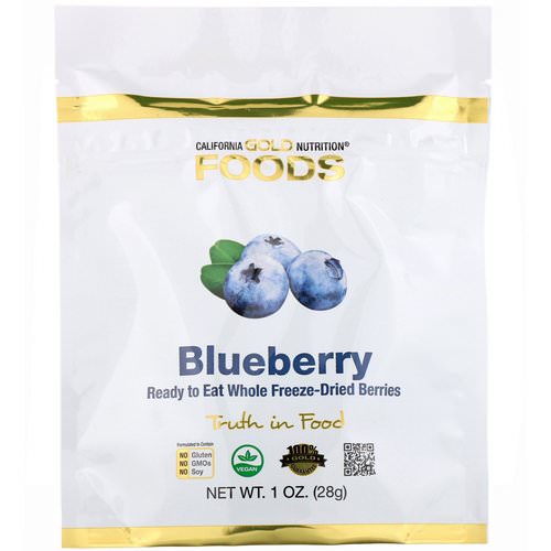 California Gold Nutrition, Freeze-Dried Blueberry, Ready to Eat Whole Freeze-Dried Berries, 1 oz (28 g) Review