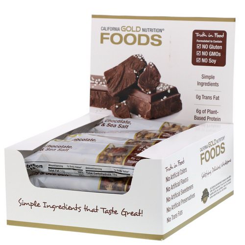 California Gold Nutrition, Foods, Dark Chocolate Nuts & Sea Salt Bars, 12 Bars, 1.4 oz (40 g) Each Review