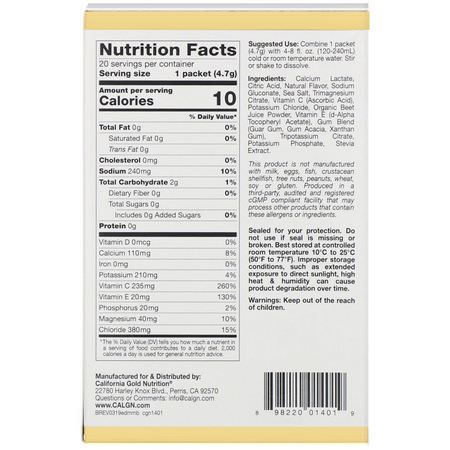 Elektrolyter, Hydrering, Sporttillskott, Sportnäring: California Gold Nutrition, HydrationUP, Electrolyte Drink Mix, Mixed Berry, 20 Packets, 0.17 oz (4.7 g) Each