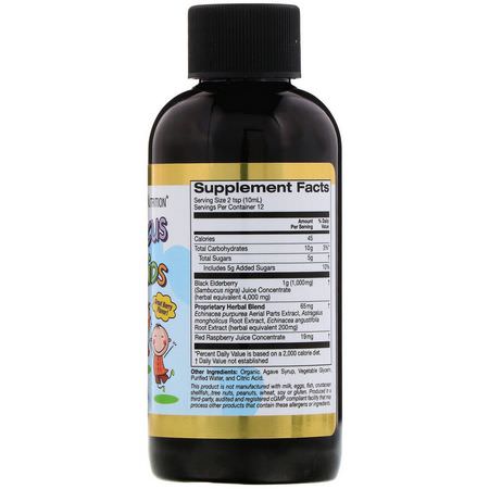 Hosta, Influensa, Barns Förkylning, Barns Hälsa: California Gold Nutrition, Sambucus for Kids, European Black Elderberry Syrup with Echinacea, 4 fl oz (120 ml)