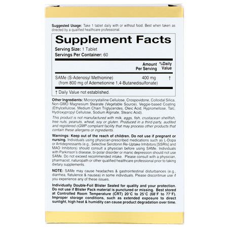 Butanedisulfonate, Sam-E, Supplements: California Gold Nutrition, SAMe, Preferred Form Butanedisulfonate, 400 mg, 60 Enteric Coated Tablets