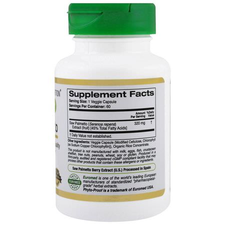 Sågpalmetto, Homeopati, Örter: California Gold Nutrition, Saw Palmetto Extract, EuroHerbs, European Quality, 320 mg, 60 Veggie Caps