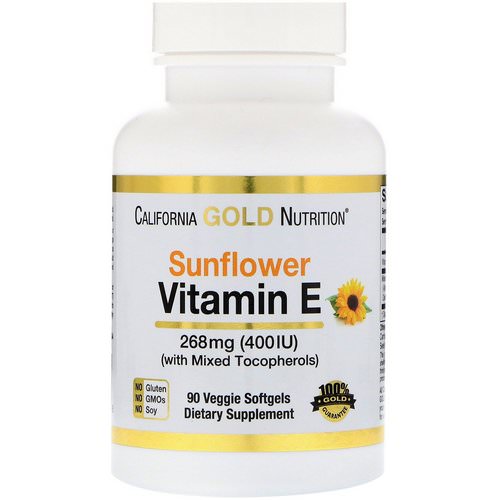 California Gold Nutrition, Sunflower Vitamin E, with Mixed Tocopherols, 400 IU, 90 Veggie Softgels Review
