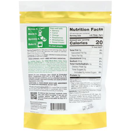 Camu Camu, Superfoods, Green, Supplements: California Gold Nutrition, Superfoods, Organic Camu Camu Powder, 8.5 oz (240 g)