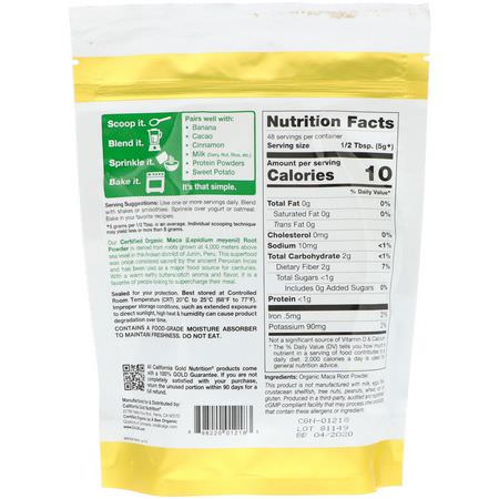 Maca, Homeopati, Örter: California Gold Nutrition, Superfoods, Organic Maca Root Powder, 8.5 oz (240 g)