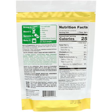 Maqui Berry, Superfoods, Green, Supplements: California Gold Nutrition, Superfoods, Organic Maqui Powder, 8.5 oz (240 g)