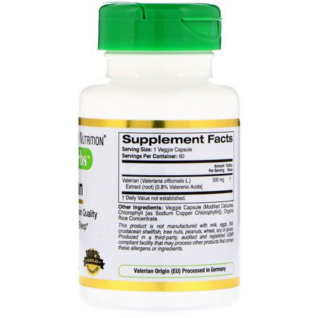 Sömn, Kosttillskott, Valerian, Homeopati: California Gold Nutrition, Valerian, EuroHerbs, 500 mg, 60 Veggie Caps