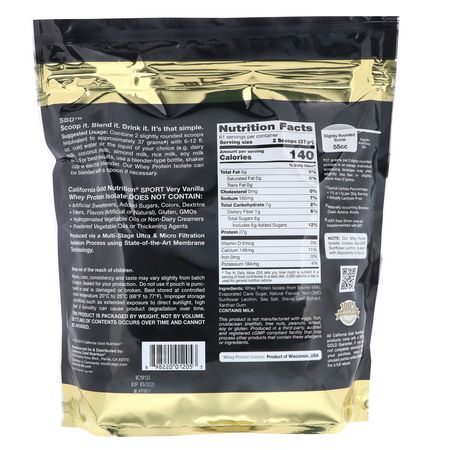 Vassleprotein, Idrottsnäring: California Gold Nutrition, Very Vanilla Flavor Whey Protein Isolate, 5 lbs (2270 g)