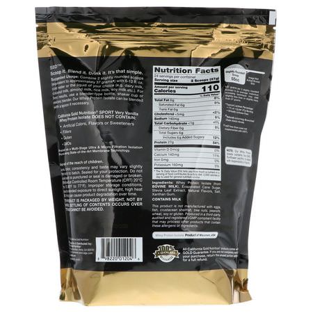 Vassleprotein, Idrottsnäring: California Gold Nutrition, Very Vanilla Flavor Whey Protein Isolate, 2 lbs (908 g)
