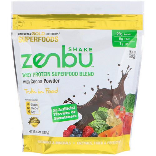 California Gold Nutrition, Zenbu Shake, Whey Protein Superfood Blend with Cocoa Powder, 1.3 lbs (585 g) Review