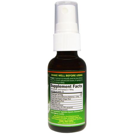 Immun, Influensa, Hosta, Förkylning: California Natural, Immunity Shots Spray, 1 oz (30 ml)