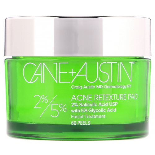 Cane + Austin, Acne Retexture Pad, 2% Salicylic Acid / 5% Glycolic Acid, 60 Peels Review