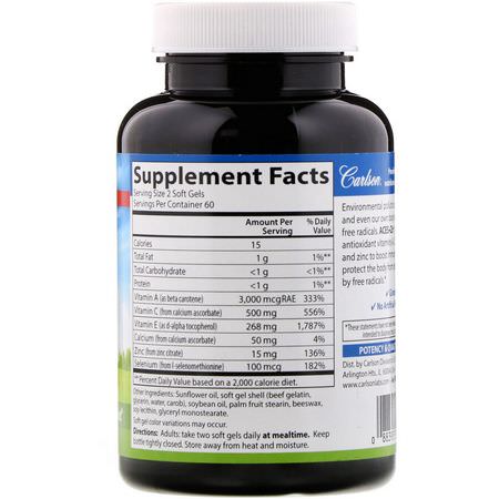 Antioxidant, Antioxidanter, Kosttillskott: Carlson Labs, Aces + Zn, 120 Soft Gels