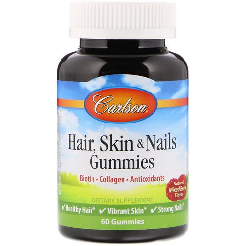 Carlson Labs, Hair Skin & Nails, Natural Mixed Berry Flavor, 60 Gummies Review