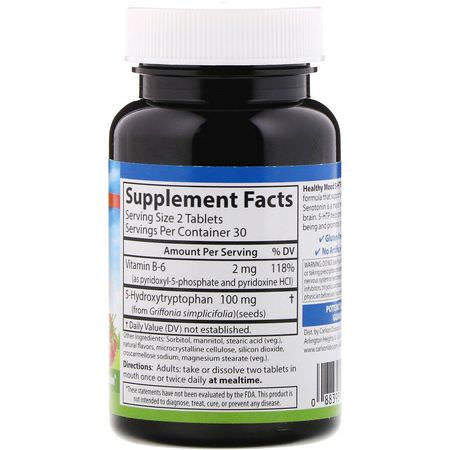 Lugna, 5-Htp, Vikt, Diet: Carlson Labs, Healthy Mood, 5-HTP Elite, Natural Raspberry Flavor, 100 mg, 60 Tablets