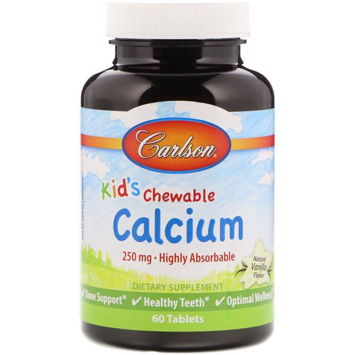 Carlson Labs, Kid's Chewable Calcium, Natural Vanilla Flavor, 250 mg, 60 Tablets Review