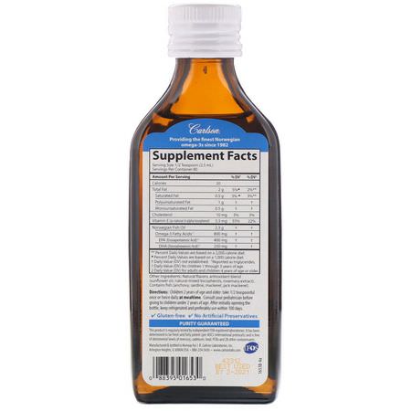 Omega, Barnas Dha, Barns Hälsa, Barn: Carlson Labs, Kid's,Norwegian, The Very Finest Fish Oil, Natural Orange Flavor, 6.7 fl oz (200 ml)