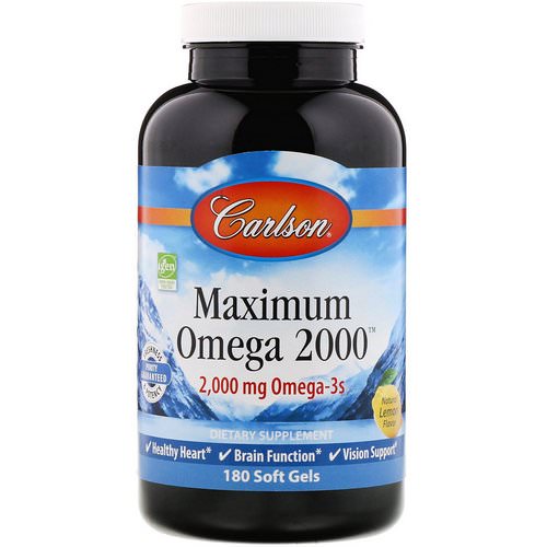 Carlson Labs, Maximum Omega 2000, Natural Lemon, 2,000 mg, 180 Soft Gels Review