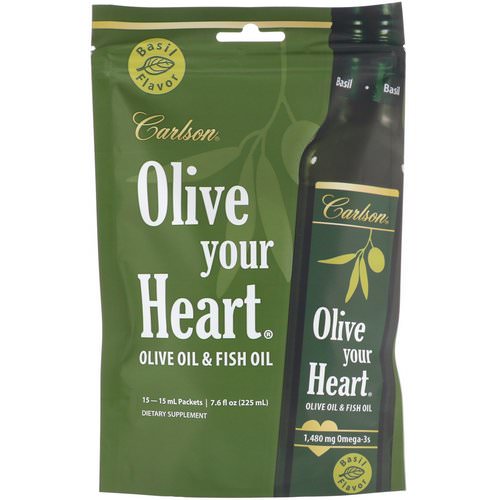 Carlson Labs, Olive Your Heart, Olive Oil & Fish Oil, Basil Flavor, 1,480 mg, 15 Packets, 15 ml Each Review