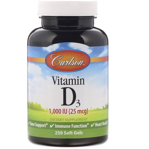 Carlson Labs, Vitamin D3, 1,000 IU (25 mcg), 250 Soft Gels Review