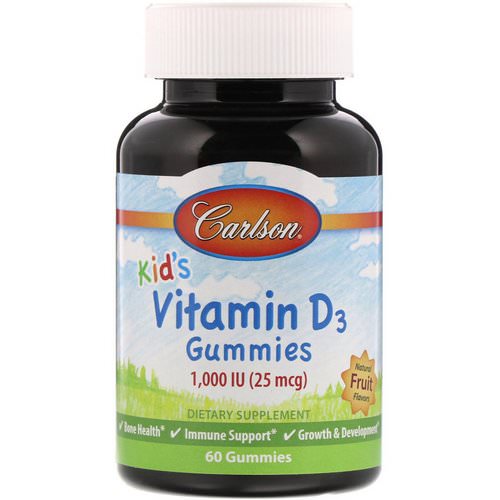 Carlson Labs, Kid's Vitamin D3 Gummies, Natural Fruit Flavors, 1,000 IU, 60 Gummies Review